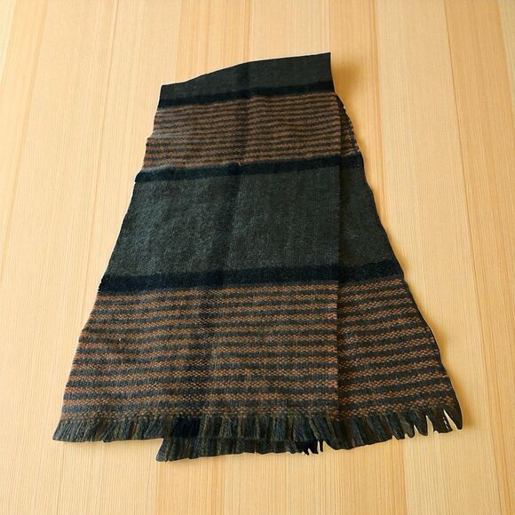 Horkshire Hand Loomed Alpaca And Wool Scarf Plaid 48”x11” VTG - Picture 1 of 7